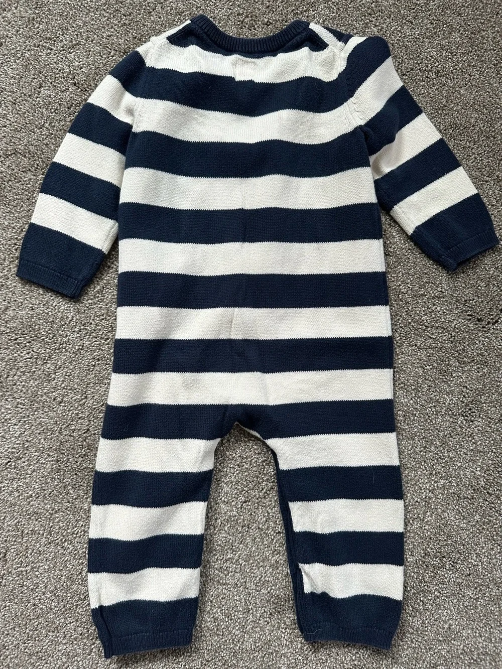 Baby GAP Navy & Cream Striped Knit One-Piece Sweater